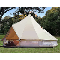 5M Glamping Bell Tent 8-12ppl Ultra Thick 360GSM Canvas Full Mesh Wall Camping Tent